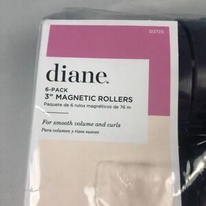 NEW Diane 3-Inch Magnetic Hair Rollers 6 Pack Vented D2725 For All Hair Types
